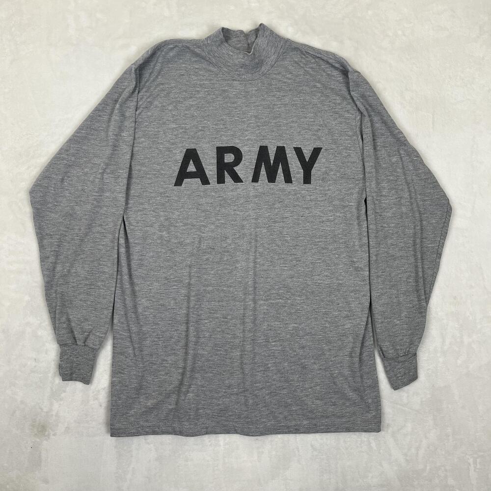 Vintage Army Shirt Mens Medium Gray Long Sleeve Mock Neck Boot Camp Training